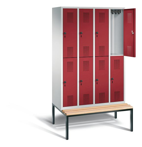 C+P Spind doppelstöckig Evolo, H2090xB1190xT815mm, Farbe: Lichtgrau / Rubinrot, 48350-40 S10055