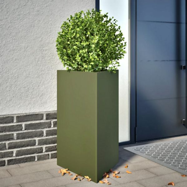 vidaXL Pflanzkübel Olivgrün Dreieckig 50x43x75 cm Stahl, 851177