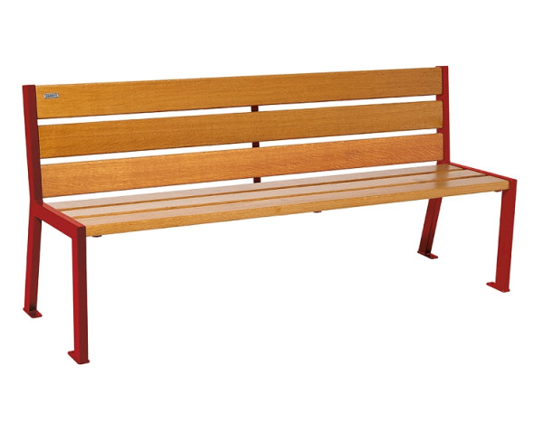 Procity Sitzbank Silaos 6 Holzlatten, 1800 mm, Ohne Armlehne, Holz & Stahl, helle Eiche/RAL 3004, 209602.3004.CHEC