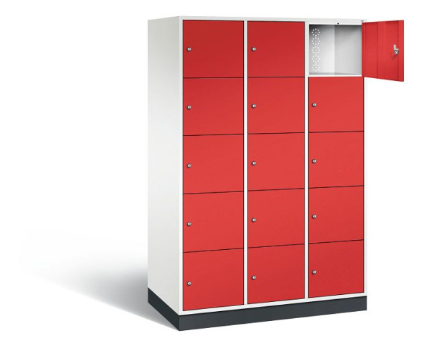 C+P XL-Schließfachschrank Intro, H1950xB1220xT590mm, Farbe: Verkehrsweiß / feuerrot, 8570-303 S10074