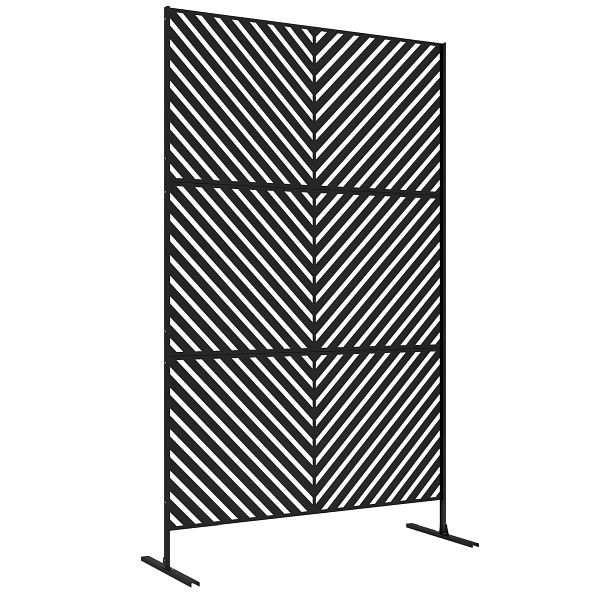 Outsunny Sichtschutz Sichtschutz Garten Gartenabtrennung, geometrische Formen, Metall, 122 x 45 x 198 cm, Schwarz, 844-744V00BK