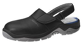 ABEBA Sicherheitsschuhe anatom Clog schwarz, SB, Ristbereich verstellbar, mit Gummizug, Fersenriemen feststehend, verstellbar, Mikrofaser, 2125-50