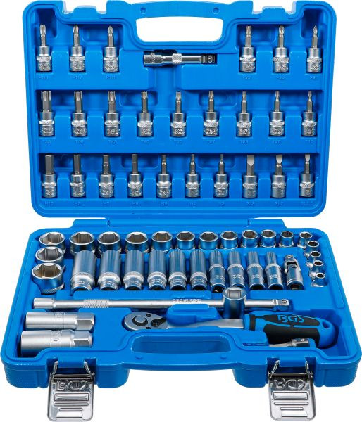 BGS Steckschlüssel-Satz Sechskant, Antrieb 10 mm (3/8"), 61-teilig, 2218