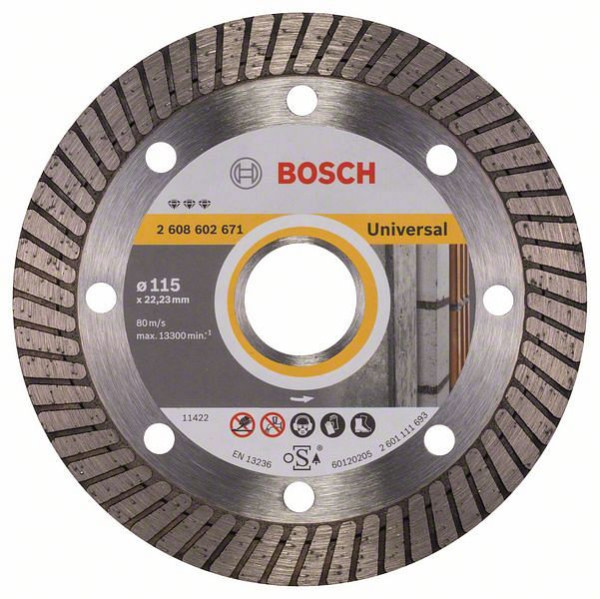 Bosch Diamanttrennscheibe Best for Universal Turbo, 115 x 22,23 x 2,2 x 12 mm, 2608602671