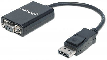 MANHATTAN DisplayPort auf VGA-Konverter, DisplayPort-Stecker auf HD15-Buchse, 15 cm, aktiv, schwarz, 151962