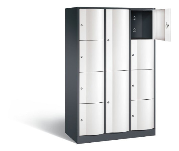 C+P Kombi-Schließfachschrank Resisto, H1950xB1148xT540mm, Farbe: Schwarzgrau / Verkehrsweiß, 8070-3723 S10033