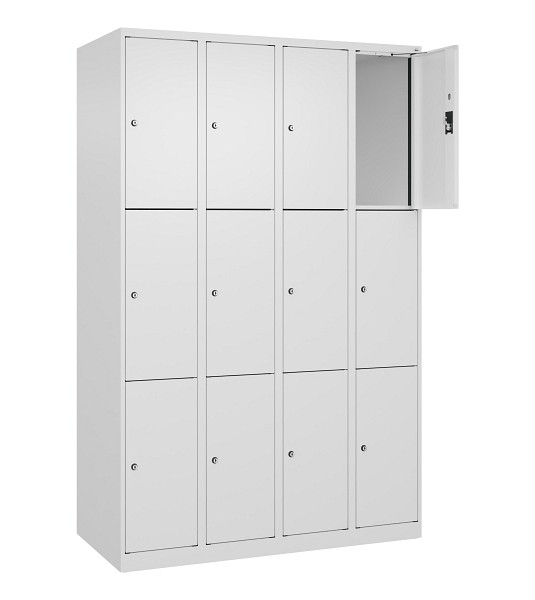 C+P Schließfachschrank Evolo PLUS, 12 Fächer, 1850x1200x500mm, 9016/9016, Abteile 4, Abteilbreite 300 mm, 049000-403 S10020
