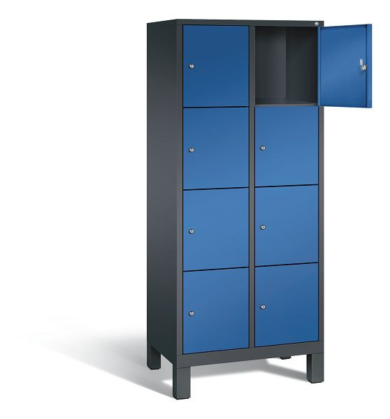 C+P Schließfachschrank Evolo, H1850xB810xT500mm, Farbe: Schwarzgrau / Enzianblau, 48010-224 S10064