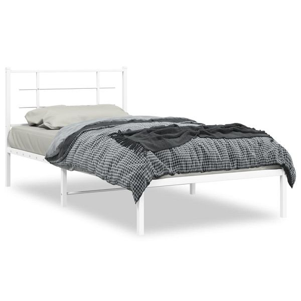 vidaXL Bettgestell mit Kopfteil Metall Weiß 100x200 cm, 355605