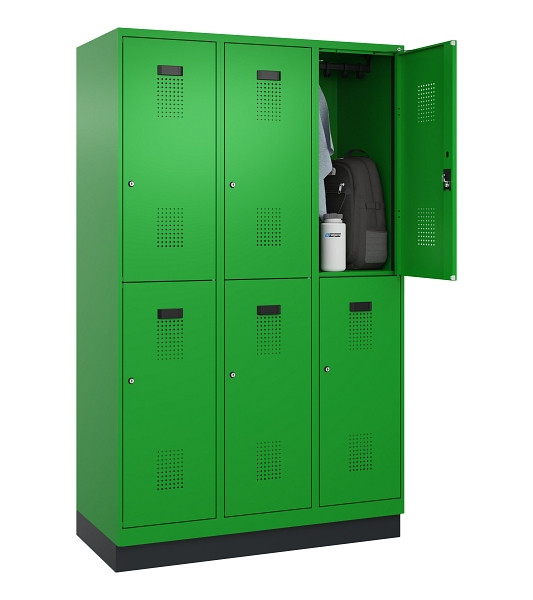 C+P Doppelstöckiger Spind Evolo PLUS, mit Sockel, 6 Fächer, 1950x1200x500mm, 603, Zylinderschloss, 049320-32 S10053