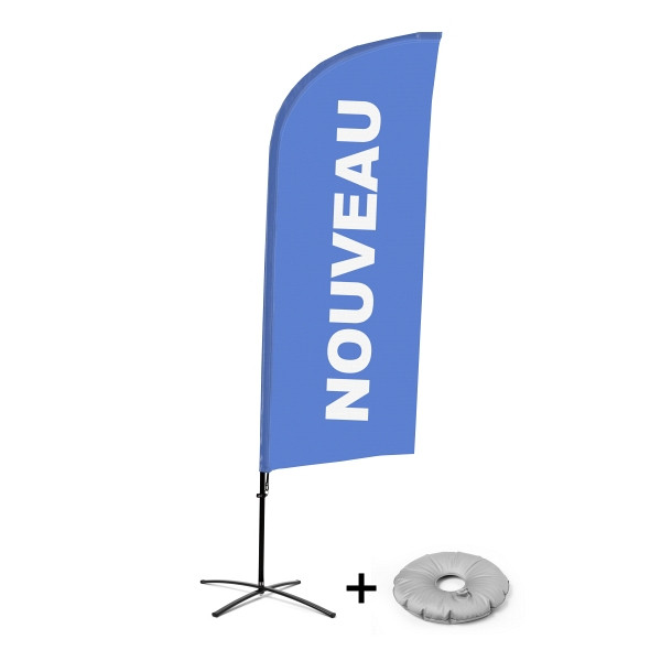 Showdown Displays Beachflag Alu Wind Komplett-Set Neu Blau Französisch Kreuzständer, BFAW310-CB30-WB-I498