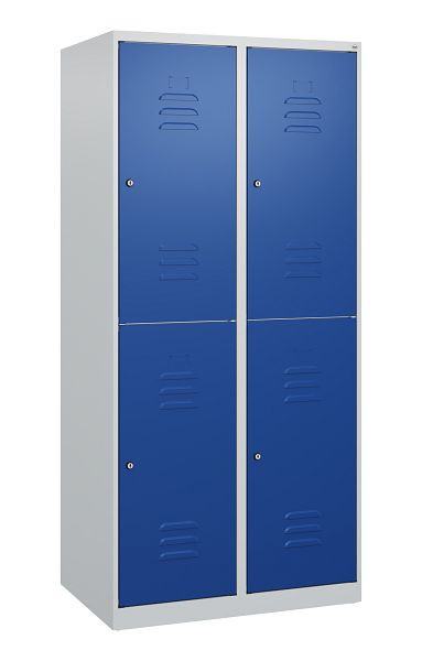 C+P Doppelstöckiger Spind Classic PLUS, 2 Abteile, 1700x800x500mm, 7035/5010, Zylinderschlösser, 0803007-22 S10016