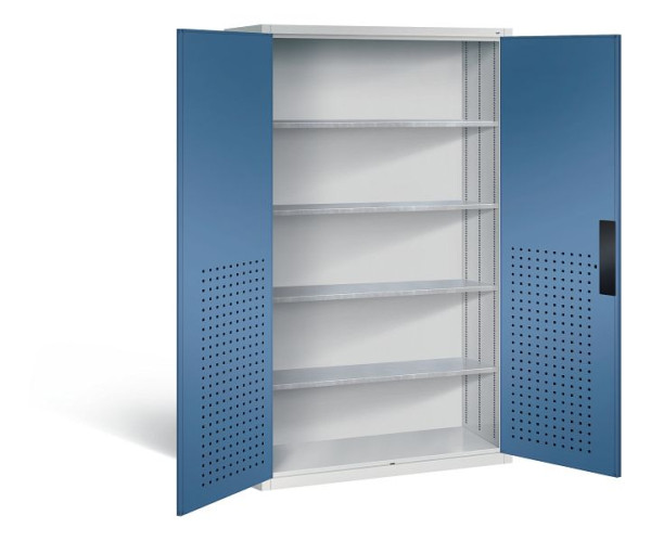 C+P Magazinschrank Serie 13, H1950xB1100xT535mm, Farbe: Lichtgrau / Fernblau, Muldengriff, 130276-613 S10028