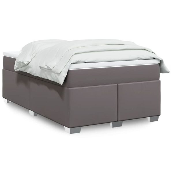 vidaXL Boxspringbett mit Matratze Grau 120x200 cm Kunstleder, 3285207