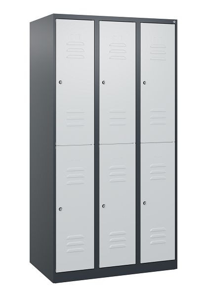 C+P Doppelstöckiger Spind Classic PLUS, 3 Abteile, 1700x900x500mm, 7016/7035, Zylinderschlösser, 0803007-30 S10024
