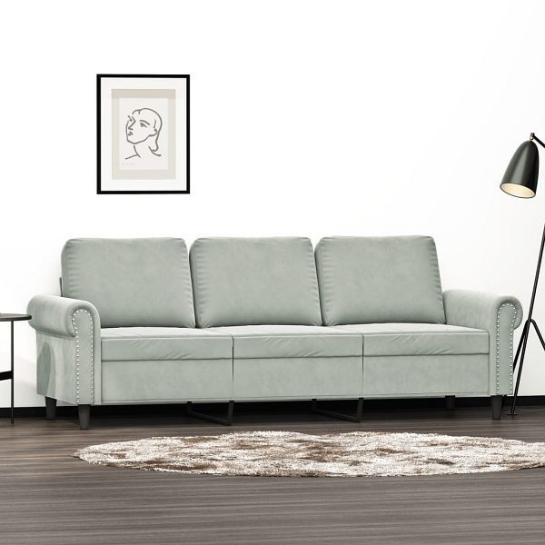 vidaXL 3-Sitzer-Sofa Hellgrau 180 cm Samt, 359539, 8721012136243