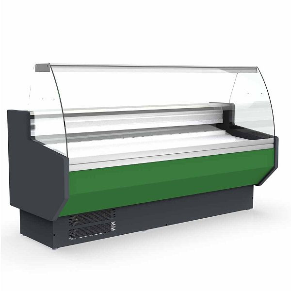 Vaiotec TOPLINE Kühltheke 200 - gebogenes Frontglas "grün", 198,5x80x123,5 cm, 10726