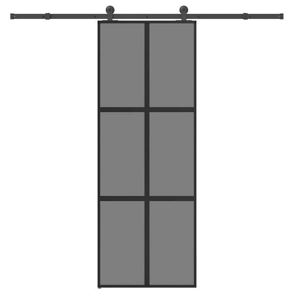 vidaXL Schiebetür mit Beschlag 76x205 cm Hartglas & Aluminium, 3332986