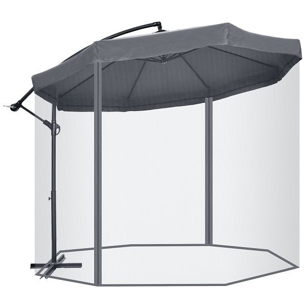 Outsunny Ampelschirm Ø3m, drehbar, Handkurbel, rostfreier Stahl, Polyester, Dunkelgrau/Schwarz, 84D-204V01CG
