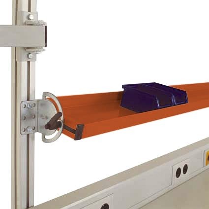 Manuflex Neigbare ESD-Ablagekonsole für CANTOLAB, Nutztiefe 495 mm, für Tischbreite 1600 mm, Rotorange, LZ8319.2001
