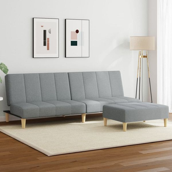 vidaXL Schlafsofa 2-Sitzer mit Fußhocker Hellgrau Stoff, 3258138