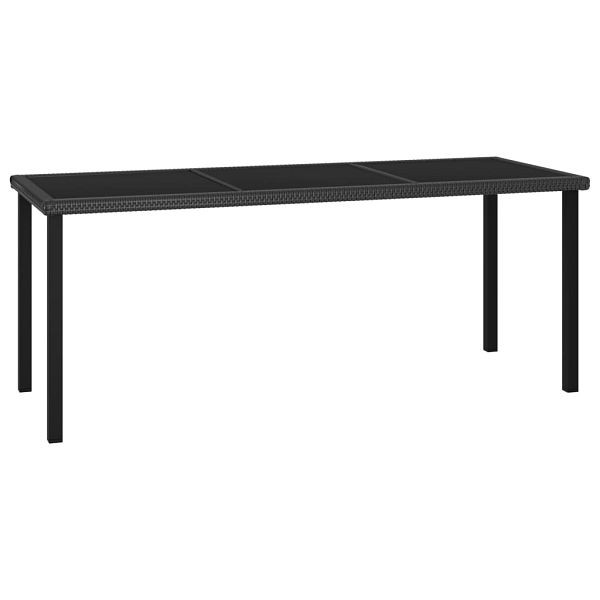 vidaXL Garten-Esstisch Schwarz 180x70x73 cm Poly Rattan, 315116