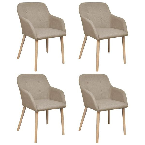 vidaXL Esszimmerstühle 4 Stück Beige Stoff und Massivholz Eiche, 270570