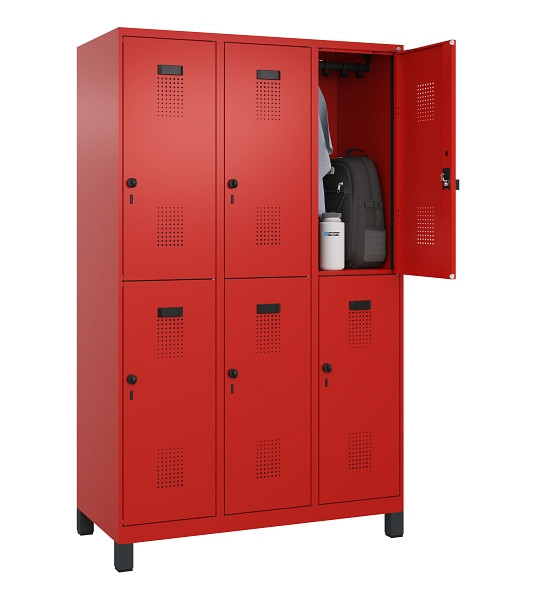 C+P Doppelstöckiger Spind Evolo PLUS, mit Füßen, 6 Fächer, 1950x1200x500mm, 302, Drehriegel, 049310-32 S10025