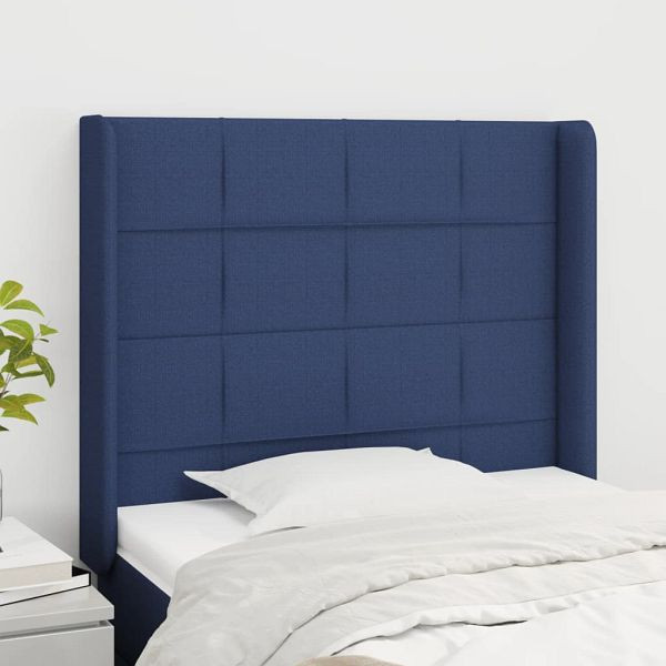 vidaXL Kopfteil mit Ohren Blau 83x16x118/128 cm Stoff, 3119560