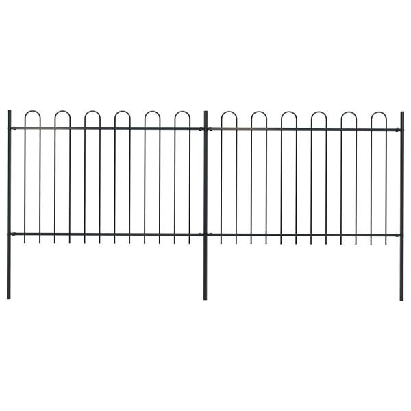 vidaXL Gartenzaun mit Bügel-Design Stahl 3,4 x 1,2 m Schwarz, 277666