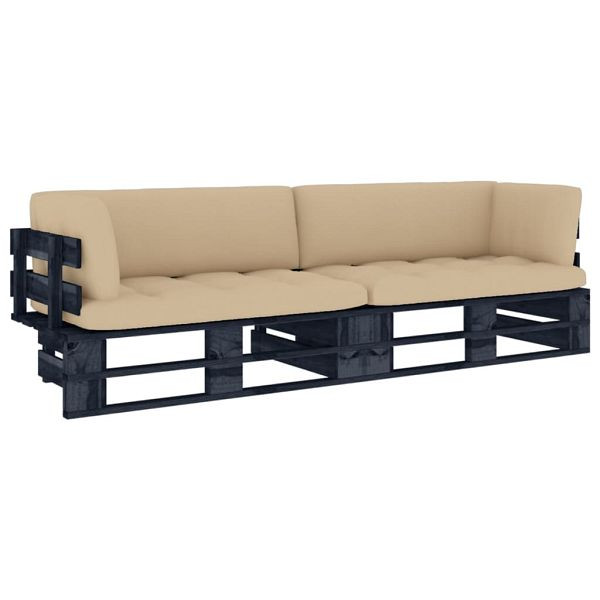 vidaXL 2-Sitzer-Palettensofa Schwarz Imprägniertes Kiefernholz, 3066652