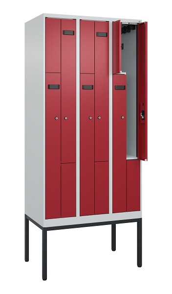C+P Z-Spind Evolo PLUS, Gestell, 6 Fächer, 2120x900x500mm, 7035/3003, Zylinderschloss, 0490337-306 S10031