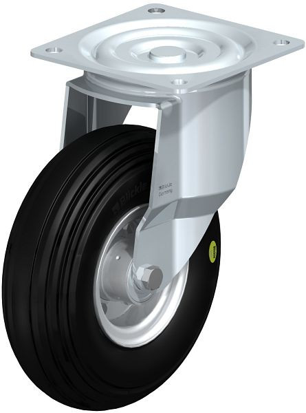 Blickle L-VW 260K Stahlblech-Lenkrolle, mittelschwere Ausführung, mit Anschraubplatte, Weichgummi, Schwarz, 640672
