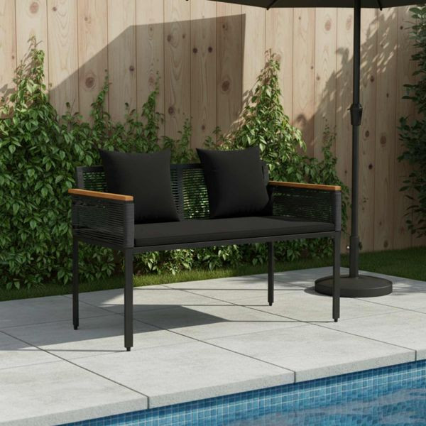 vidaXL Bank Outdoor mit Kissen Schwarz 117 x 54 x 74,5 cm Poly-Rattan, 42025237