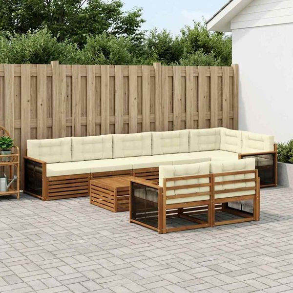 vidaXL Outdoor-Sofagarnitur mit Kissen 9-teilig, 3383533