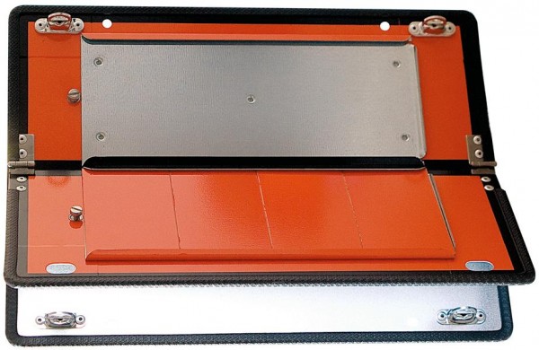 SIGNUM Zifferntafel klappbar für Tankfahrzeuge, Edelstahl V2A, 400 x 300 mm, K9500