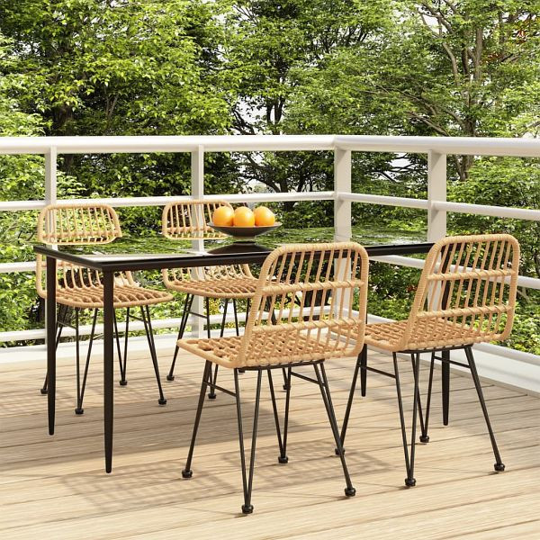 vidaXL 5-teilig Garten-Essgruppe Poly Rattan, 3157876, 8720845818616