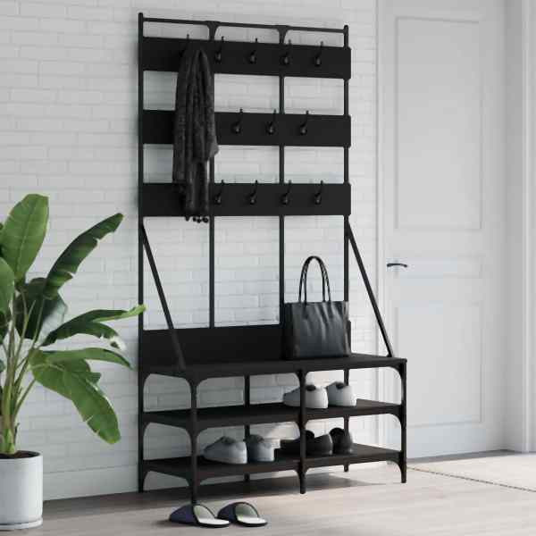 vidaXL Kleiderständer mit Schuhablage Schwarz 100x40x184 cm, 837857