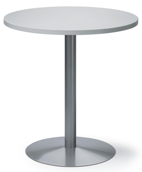 Deskin Besprechungs- und Konferenztisch MODUL, Platte Dekor Lichtgrau, Gestell Alusilber RAL 9006, Durchmesser 700 mm, H 720 mm, 275529