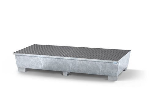 DENIOS Auffangwanne classic-line für 2 IBC, verzinkt, 2 Gitterroste, 273868
