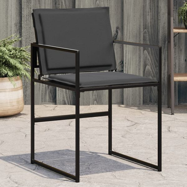 vidaXL Gartenstühle mit Kissen 4 Stück Schwarz Stahl und Textilene, 4008584