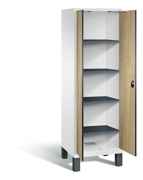 C+P Wäsche-Spind Evolo, H1850xB610xT500mm, Farbe: Verkehrsweiß / Dekor Eiche Sereno, 48212-20B S10110