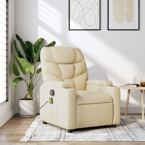 vidaXL Massage-Relaxsessel, cremefarbener Stoff, 3205615