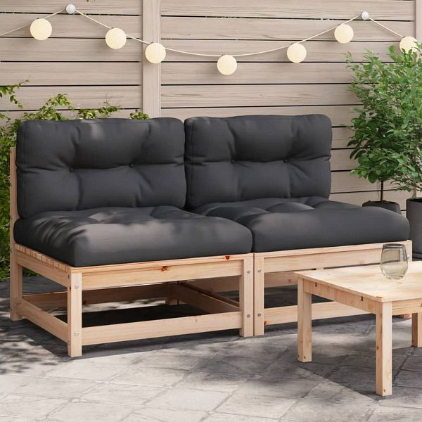 vidaXL Gartensofas ohne Armlehnen mit Kissen 2 Stück Massivholz Kiefer, 838086