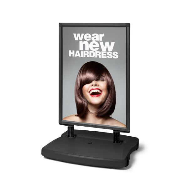 Showdown Displays Windtalker City (Schwarz), Kundenstopper 70x100 wetterfest (mit wetterfester Postertasche), WTR70x100WRBLK