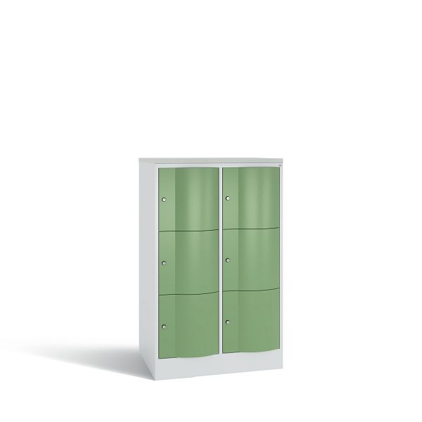 C+P XL-Schließfachschrank, 6 Fächer,H1255B772T640mm,Grau/Resedagrün/DBSHellgrau, 8573-273 S10167