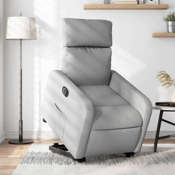 vidaXL Relaxsessel mit Aufstehhilfe Elektrisch Hellgrau Stoff, 3206717
