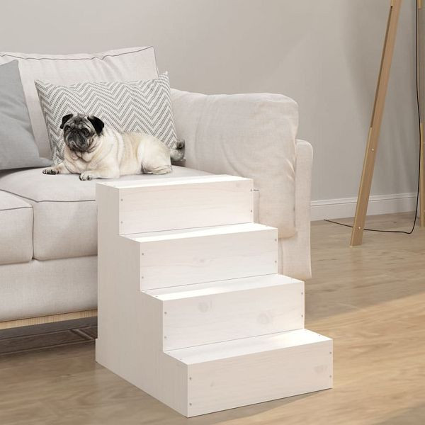 vidaXL Haustiertreppe Weiß 40x49x47 cm Massivholz Kiefer, 822467