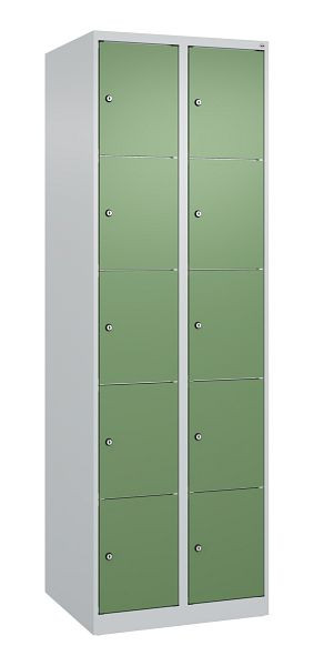 C+P Schließfachschrank Classic PLUS, 2 Abteile, 1850x600x500mm, 7035/6011, 080000-205 S10006