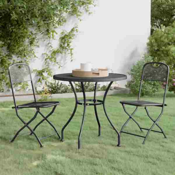 vidaXL 3-tlg. Garten-Essgruppe Streckmetall Anthrazit, 3084711